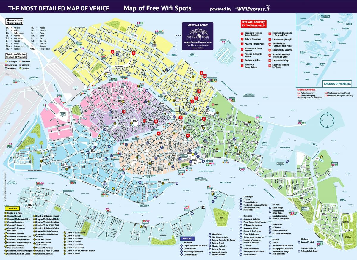 mappa di Venezia, italia, luoghi