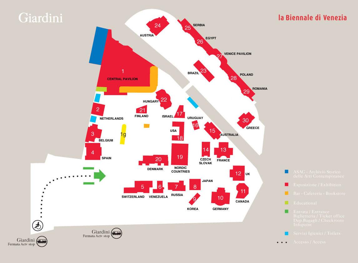 Biennale di venezia mappa Giardini mappa di Venezia (Italia)