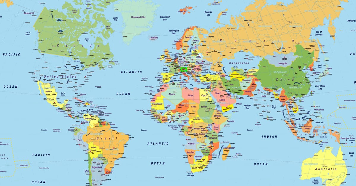 Venezia, italia mappa del mondo