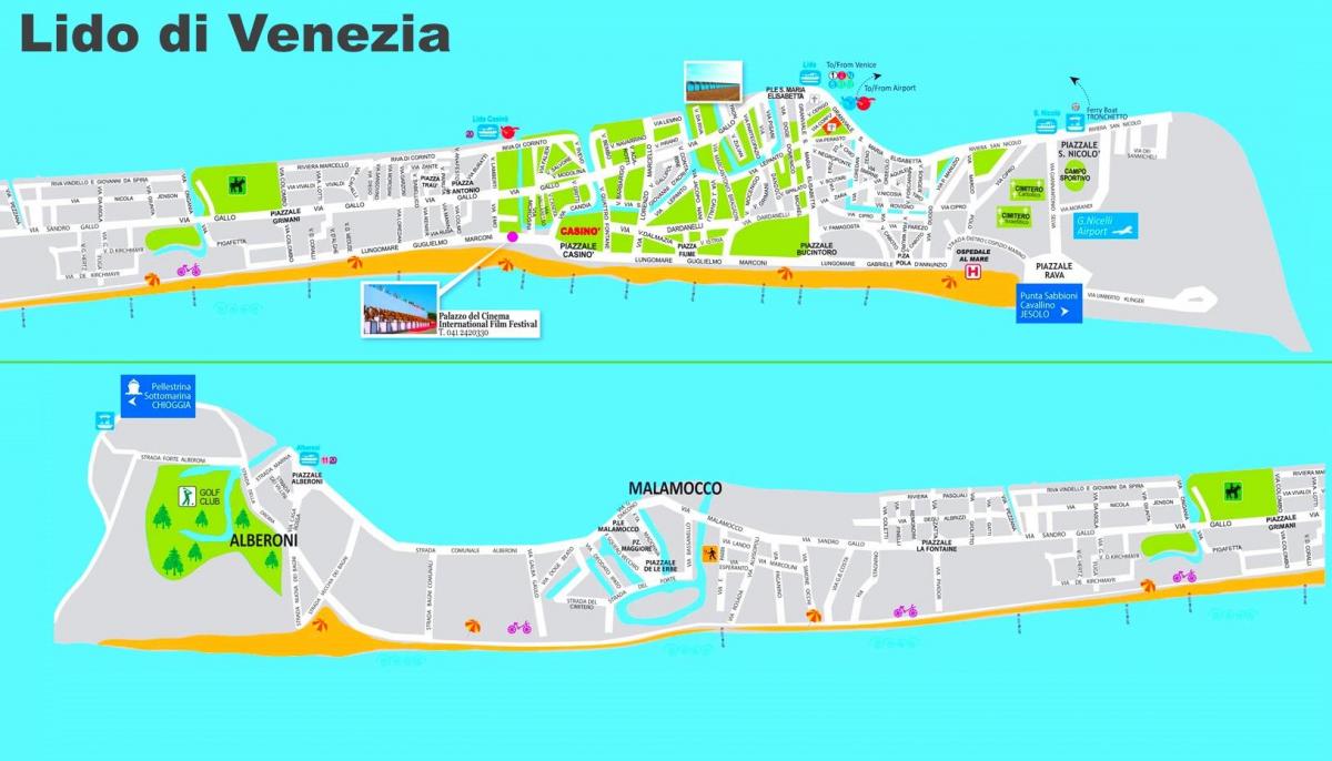 mappa di lido di Venezia, italia