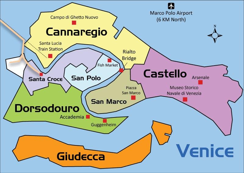 mappa di Venezia, italia
